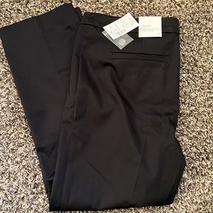 Black straight leg dress pants.